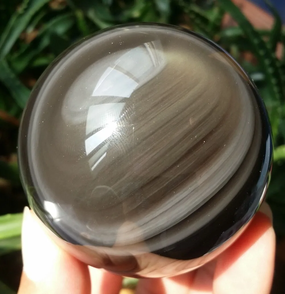 

254g 59mm Natural Rainbow Eye Obsidian Crystal Sphere Ball Gemstone Rare