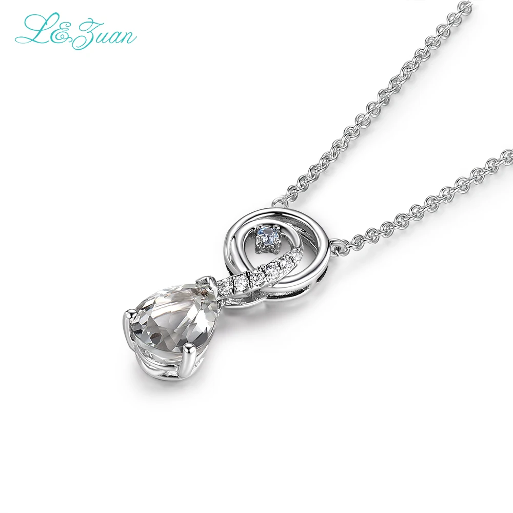 L & zuan S925 серебро Природный 1.65ct зеленый Берил Капля воды Классические Подвески