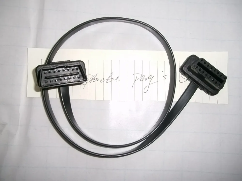 60 см тонкий как лапша OBD2 16 Pin ELM327 мужчин и женщин OBD2 плоский кабель удлинитель Разъем Ультра низкий профиль интерфейс