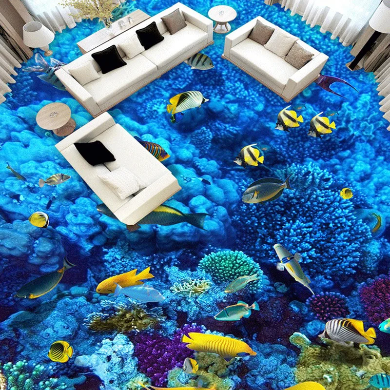 Настенные 3D обои на заказ, для подводного мира, для спальни, ванной, художественный декор, Нескользящие водонепроницаемые самоклеящиеся нап... от AliExpress WW