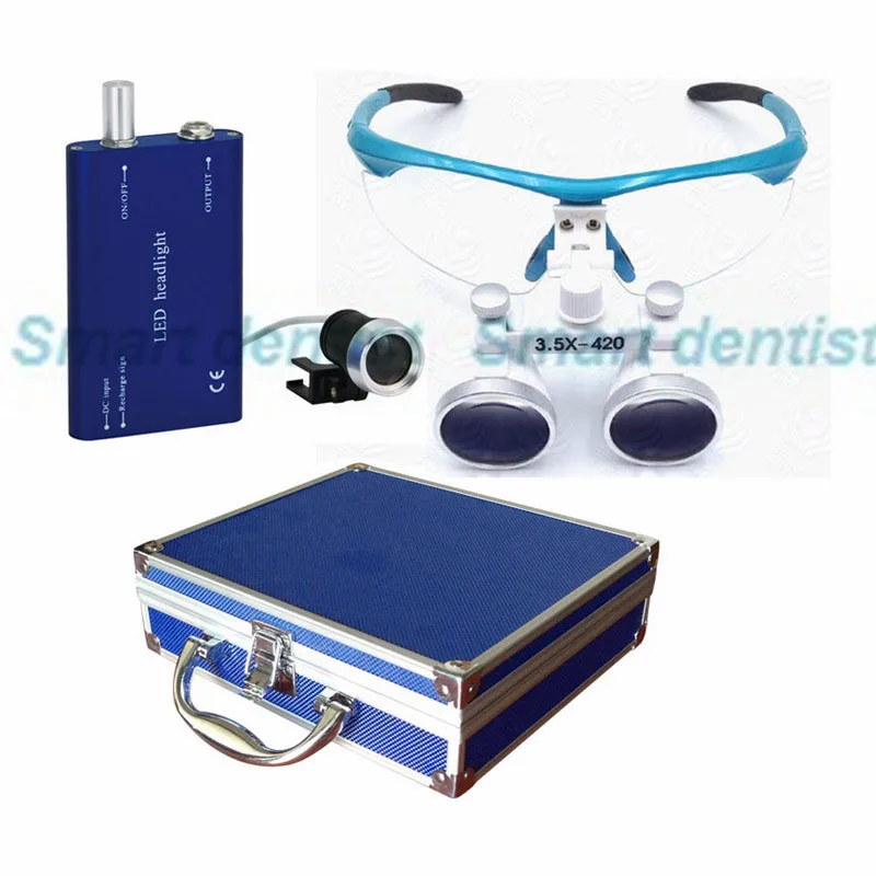 2016 Metal Case 3.5X rechargeable head light led power Dental magnifier surgical loupe