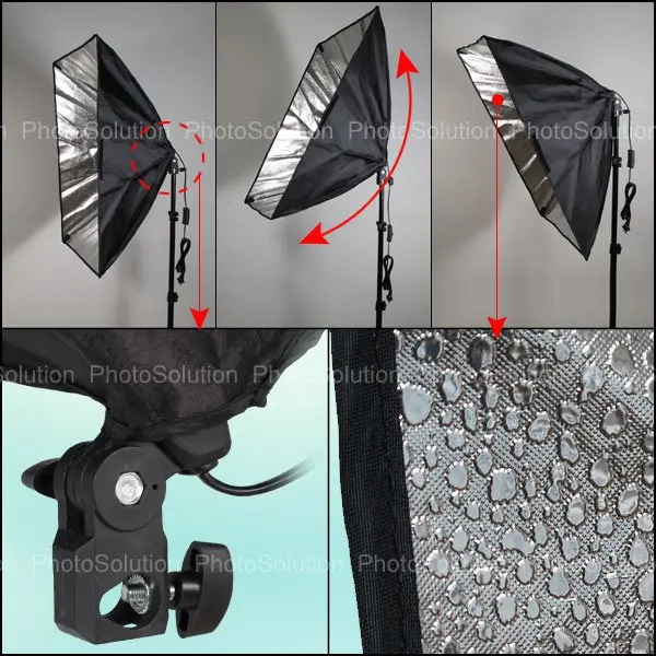 Фото Прямоугольник непрерывный софтбокс светильник ing Kit 4 шт. 50x70 см софтбокс 2 шт. светильник держатель Стенд Фото студийное оборудование комплект