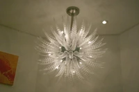 contemporary type transparent clear white hand blown glass chandelier with led bulbs