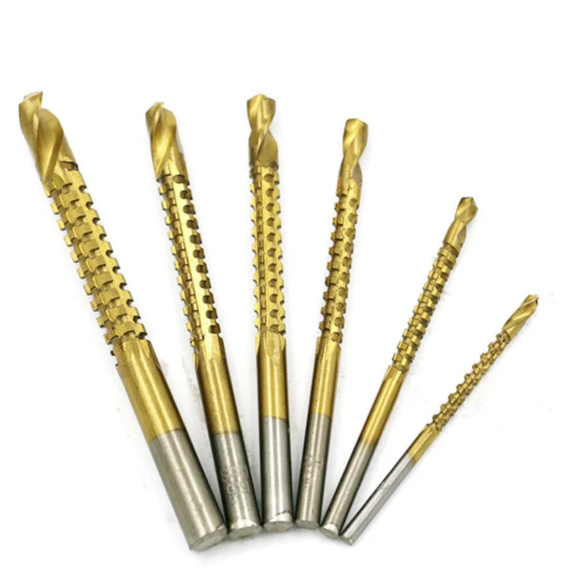 6 шт. высокоскоростная стальная дрель с титановым покрытием битовое