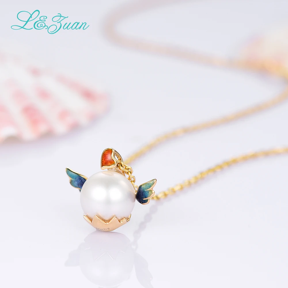 Offerte L & Zuan 18K Oro Ali Di Angelo Sterling-argento-gioielli Chockers Collana Di Perle Ciondolo E Collane Per Le Le Donne Gioielli 0504