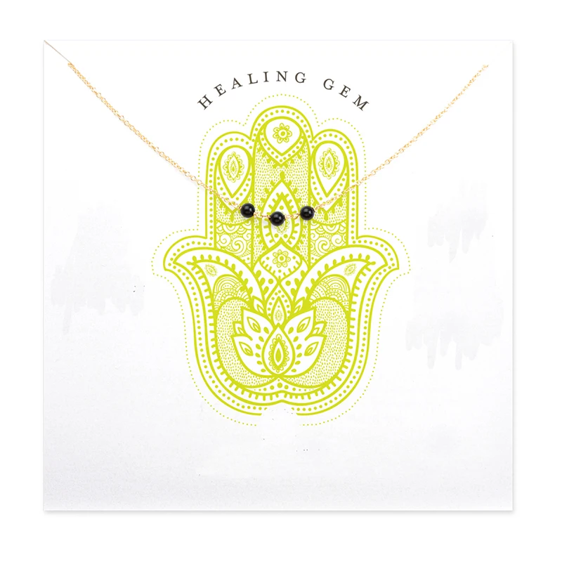 Лечебный драгоценный камень тройное искусственное золотое ожерелье с кулоном