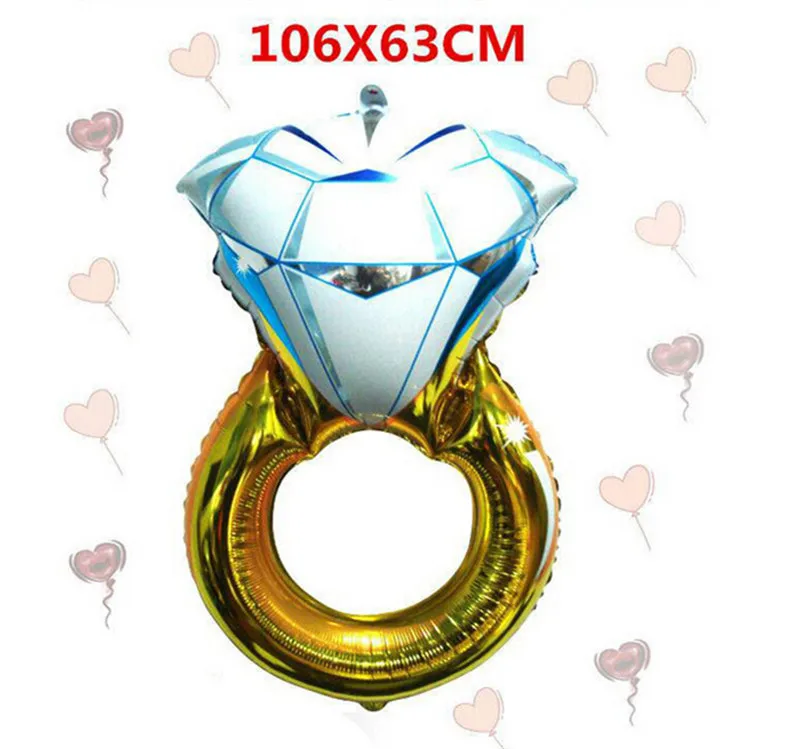 

12pieces/lot Diamond Ring Foil Balloon Large Size 106*63cm Foil Balloons Wedding Decoration Ring Balloons for Valentine's Day