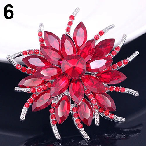 Wedding Bridal Large Flower Shiny Rhinestone Lady Scarf Brooch Pin Jewelry Decor |