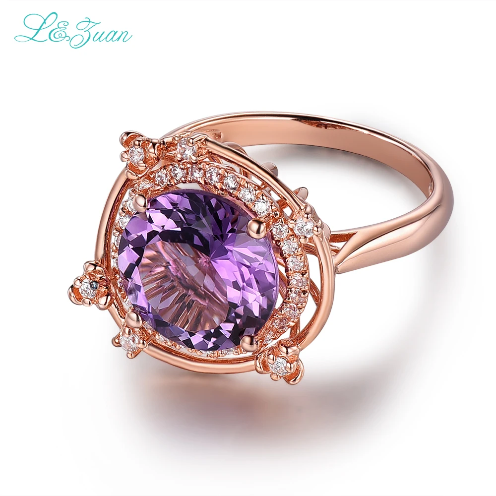 Женское кольцо из серебра 925 пробы с аметистом и зубцом | Украшения аксессуары