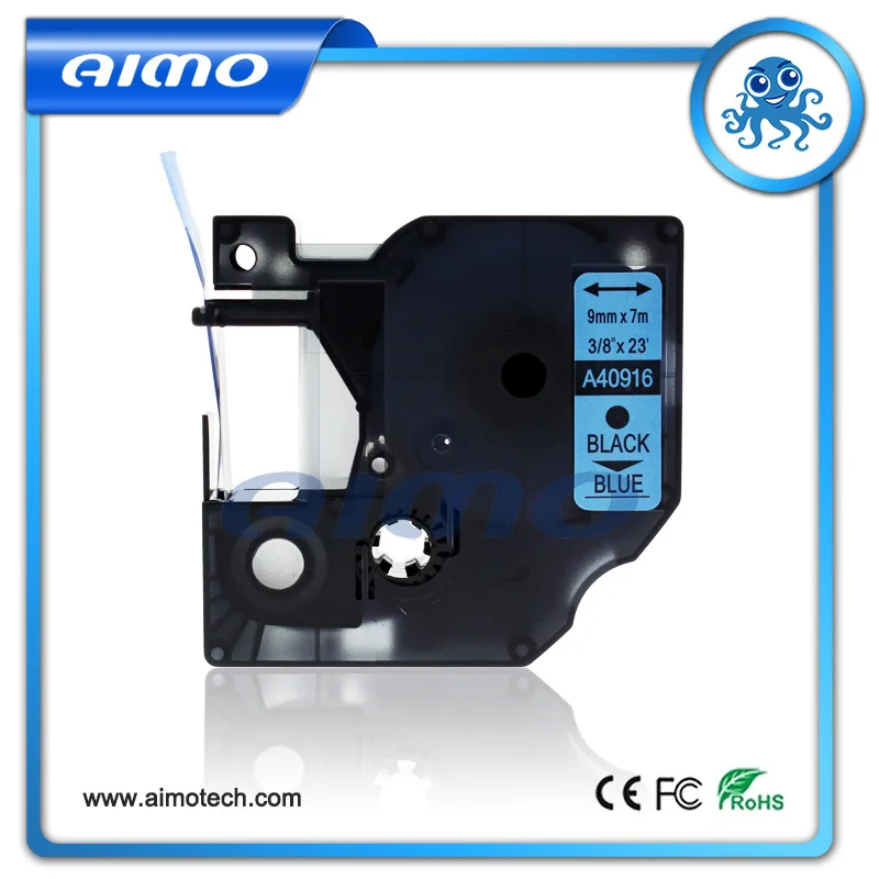 Новый совместимый с DYMO D1 запечатанных лент для 40916 9 мм черный на голубом принтер