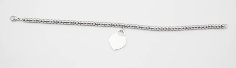 Новые дизайнерские нержавеющая сталь браслет из бисера с сердечко серебряного