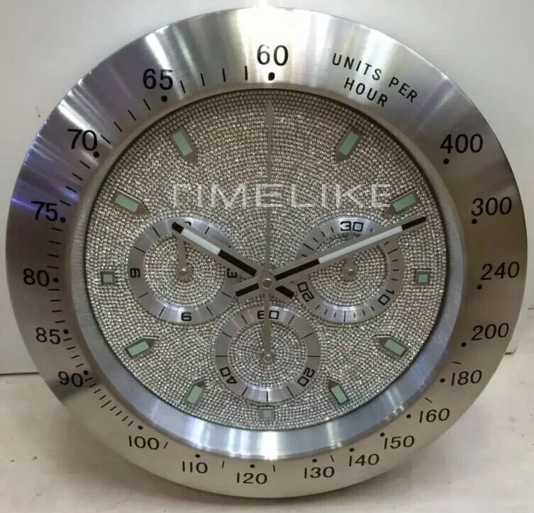 Silver Color Luxury Metal Wall Clock Watch Shape With Diamond Dial | Clocks