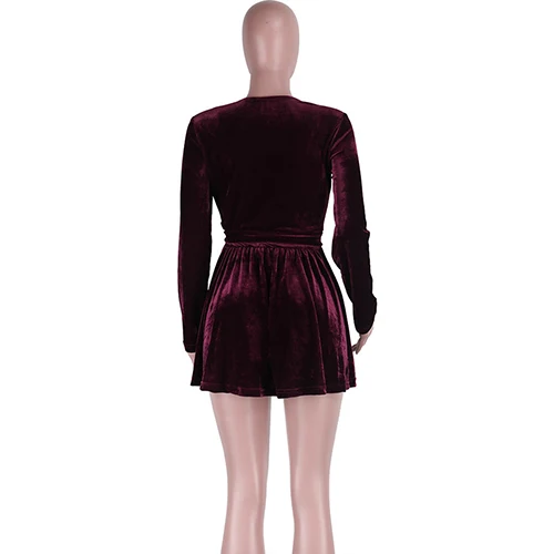 Женщины Мода Sexy Погружаясь V образным Вырезом С Длинным Рукавом Опоясанные