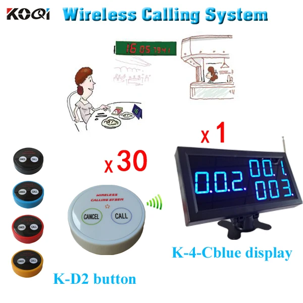 433 92 МГц цифровой зуммер бипер Ресторан K-4-Cblue + K-D2-W-R 2-клавишный передатчик и