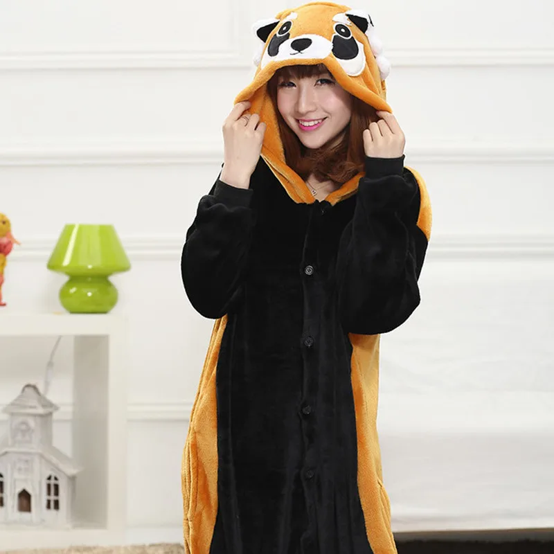Дешевые взрослых зимние Фланелевые милый мультфильм животных енота пижамы Onesie