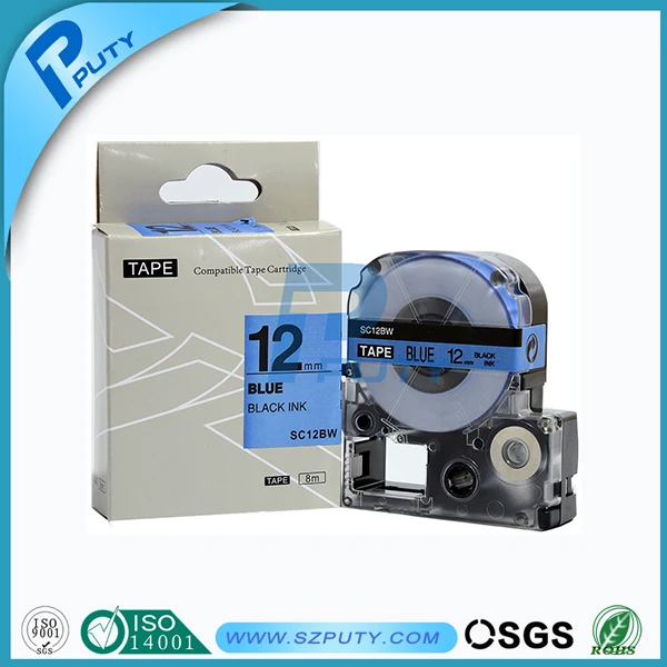 Высококачественный совместимый черный на голубом патроне SC12BW 12 мм лента для