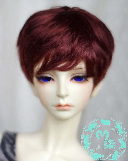 Bjd кукла парик синтетические мохер короткие 9-10 дюймов 8-9 дюймов 7-8 дюймов 6-7 дюймов 5-6 дюймов 1/3 1/4 1/6 1/8 1/12 темно-коричневый блондин красный