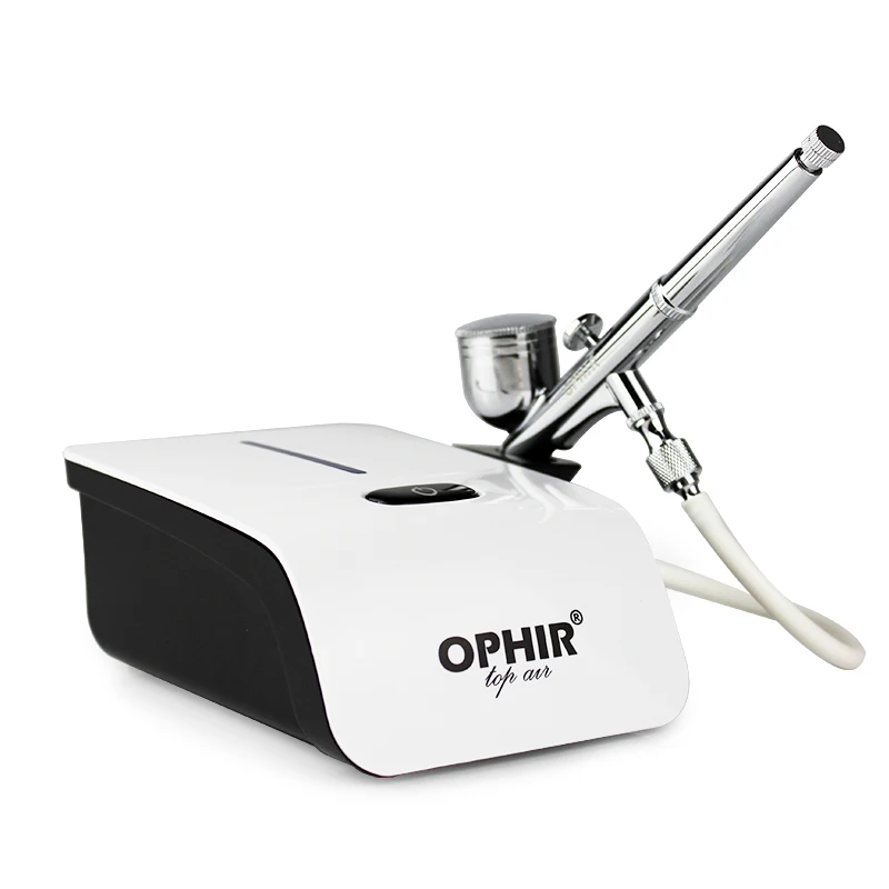 OPHIR Аэрограф набор с воздушным компрессором воздушная щетка спрей для система для макияжа ногтей краска для тела Временная татуировка ac117w+ AC004A - Цвет: White Airbrush Kit