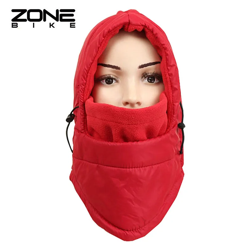 red ZONEBIKE непромокаемая зимняя теплая шапка для езды на велосипеде, теплая флисовая хлопковая Ветрозащитная маска для лица, Балаклава для сноубординга, спортивный шарф - Цвет: red