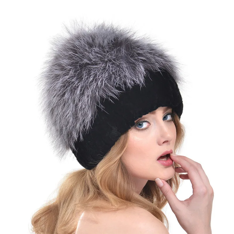 2016 Новая Европейская и американская Женская Модная вязаная меховая шапка с