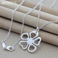 doteffil 925 sterling silver 18 30 inch chain flower pendant necklace for woman wedding engagement party charm jewelry
