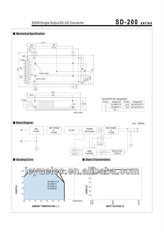 SD-200C преобразователь постоянного тока в постоянный высокочастотный преобразователь 200 Вт 36 в 72 В до 5 12 24 48В постоянного тока