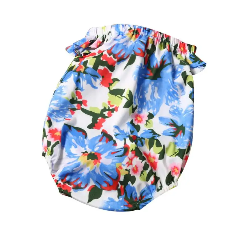 2017 г. Модная летняя детская одежда синего и красного цвета комбинезон с цветочным