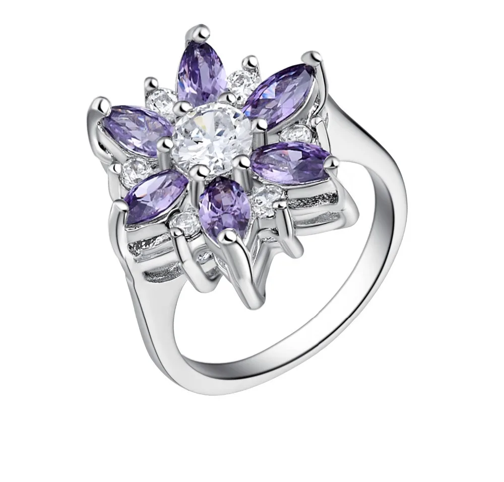 Скидка 49% 2016 Кристальные кольца серебряного цвета с цветами для женщин ювелирное