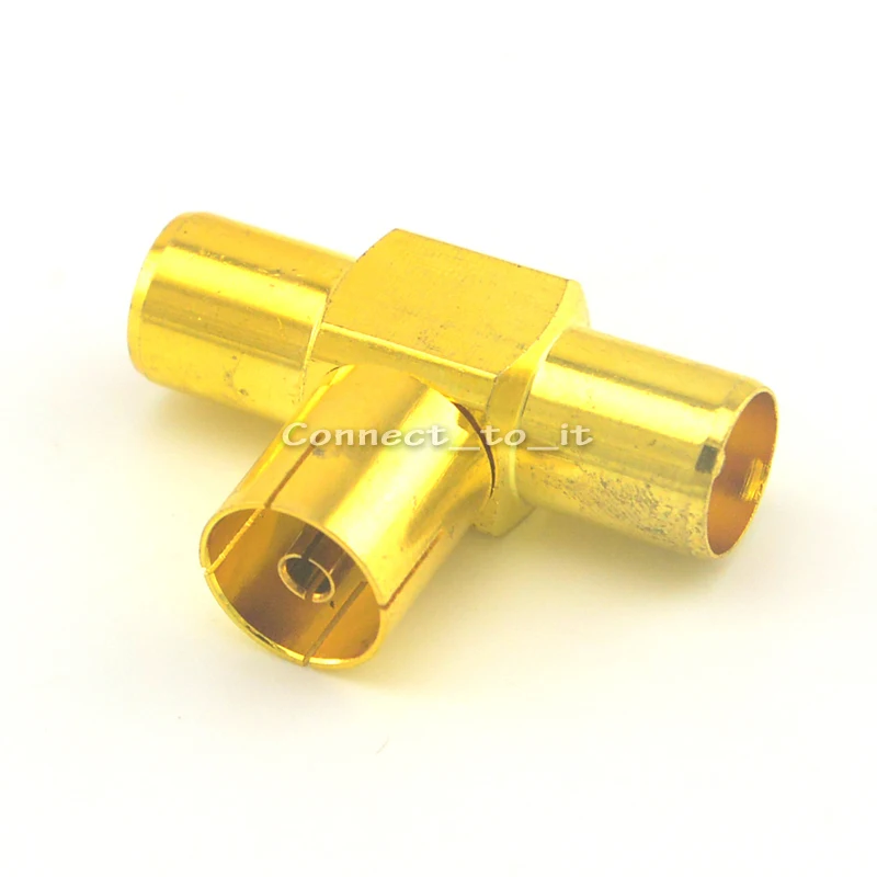 Двойной разветвитель IEC TV PAL трехходовой позолоченный T в серии RF адаптер разъем|tv