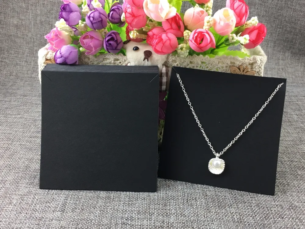 200 шт./лот 10*10 см карточки для ювелирных изделий ожерелья черная бумага картон из