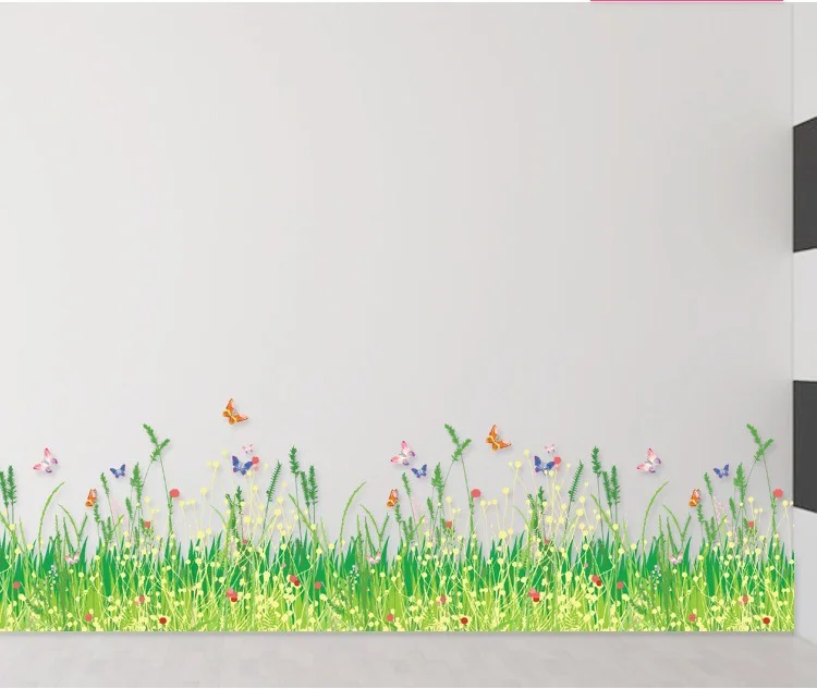 Cartoon Rabbit Flowers Butterfly Wall Art Mural Border Sticker Skirting Line Decor Poster Graphic Boys Girls Room | Дом и сад