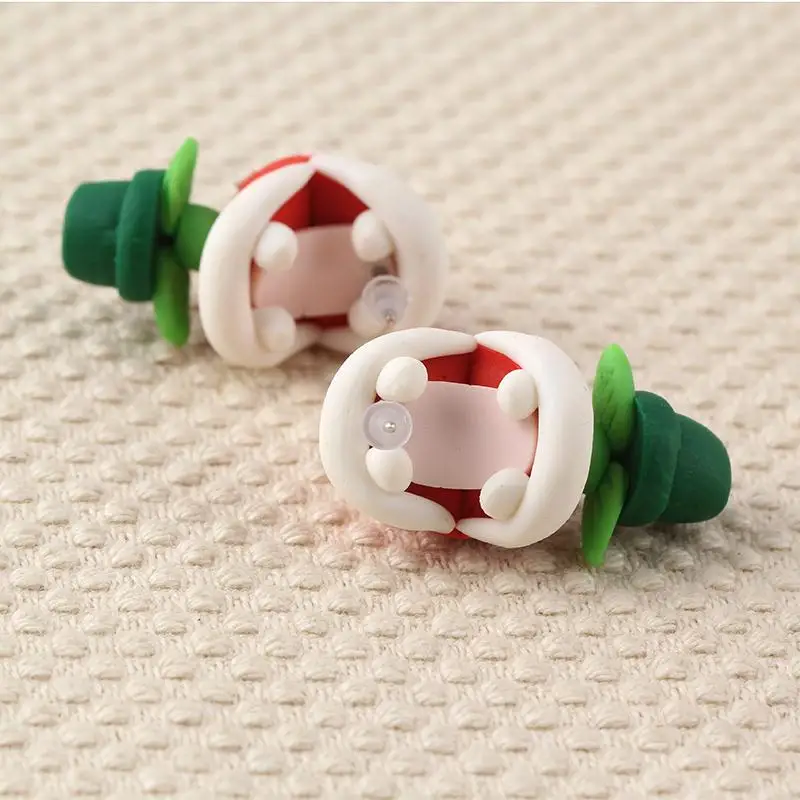 Женские серьги-гвоздики DH ручной работы из глины Марио пираньи E1701 | Украшения и