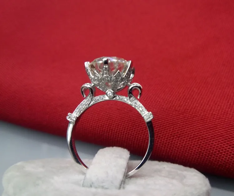 Подлинное серебро высшей пробы 2CT Синтетические алмазы NSCD кольцо для помолвки женское заявление Обещание Обручальное годовщина подарок