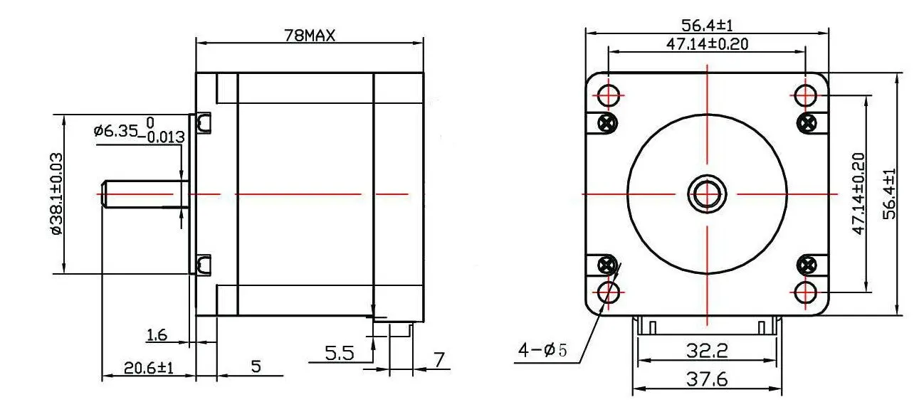6-Leads высокое качество Nema 23 шаговый двигатель 270oz-in, 3.0A CNC 57BYGH633 wantaimotor