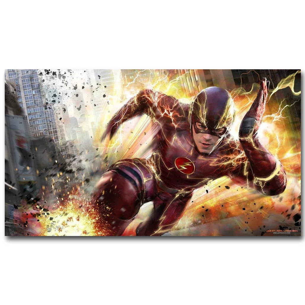 Постер из шелковой ткани Flash Superheroes картина для ТВ серии Украшение стен гостиной