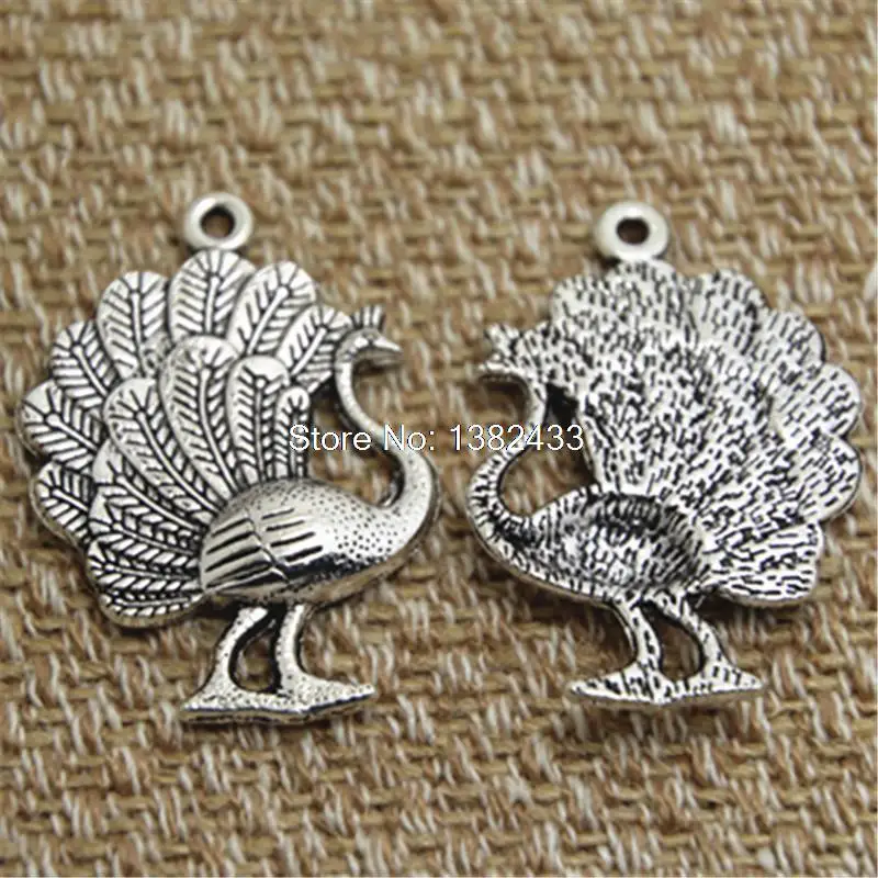 6 шт-Шарм в форме павлина s античный серебряный тон Шарм Подвески 25x35mm | Украшения и