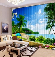 photo customize size high quality costom beach scenery curtains for living room 3d curtains home bedroom decoration