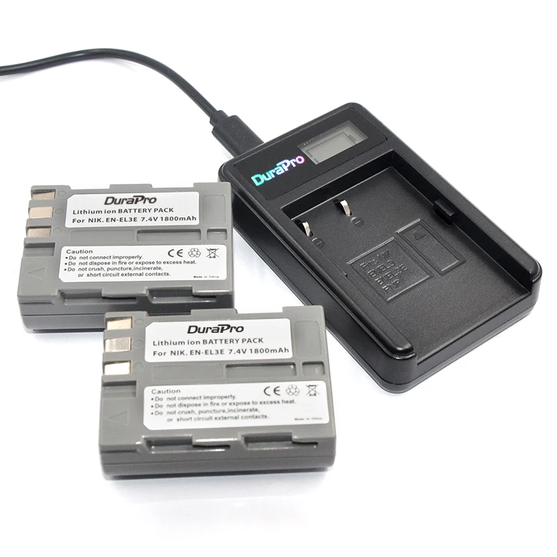2 предмета EN-EL3e EL3e 7,4 V 1800 мА/ч, Камера Батарейки+ ЖК-дисплей USB Зарядное устройство для Nikon D70 D70S D80 D90 D100 D200 D300 D300S D700 Камера