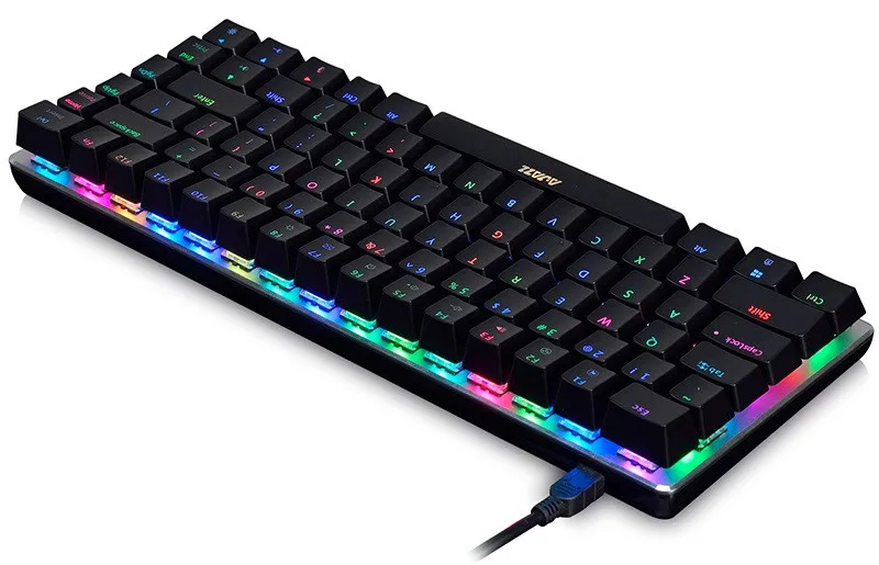 Ajazz AK33 82 клавишная панель из сплава USB Проводная Подсветка Механическая игровая клавиатура синяя/черная ось со съемным кабелем
