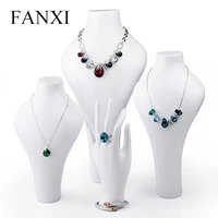 fanxi white resin necklace display bust stand pendant ring finger holder mannequins jewelry exhibitor