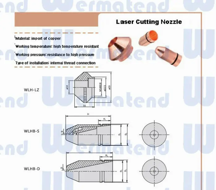 Wermatend высококачественные сопла для режущей головки или лазерной резки