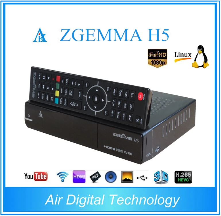 2 шт./лот Zgemma H5 комбо DVB S2 + T2/C Linux двухъядерный цифровой ТВ приемник HEVC H.265