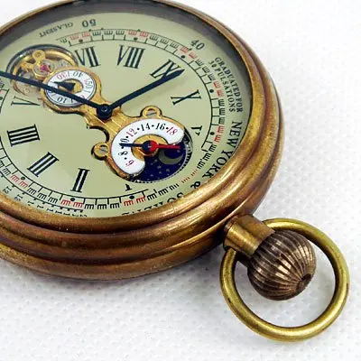 1882's NY Tourbillon из чистой меди антикварные Мужские Механические карманные часы