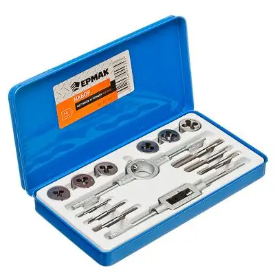 НАБОР МЕТЧИКОВ И ПЛАШЕК &quotЕРМАК&quot 14 предметов металлорежущие инструменты