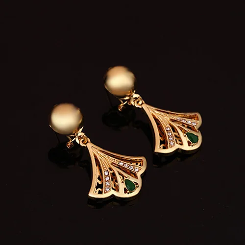 Women KC Hollow Fan-shaped Necklace Ring Earrings Bracelet Jewelry Set | Украшения и аксессуары