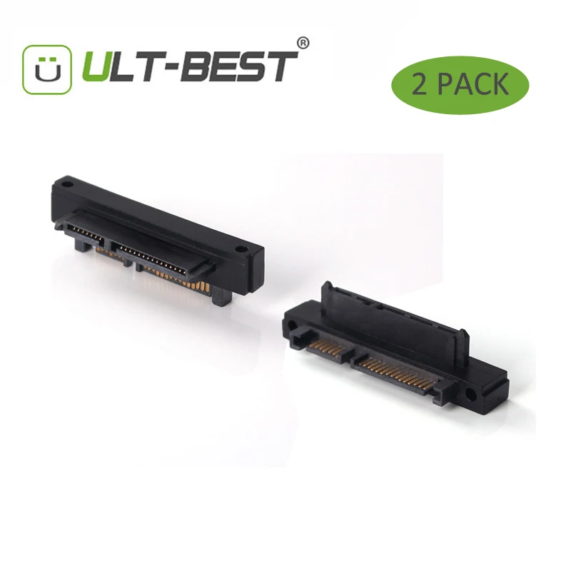 ULT Best 2 пакета SATA адаптер под прямым углом вниз 90 папа к женскому 7 + 15 22P Pin Serial ATA
