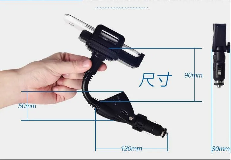 Универсальный двойной USB 2 Порты и разъёмы автомобиля Зарядное устройство Держатель для Huawei P8 Lite P9 P10 плюс 360 вращающихся сотовый телефон крепление стенд
