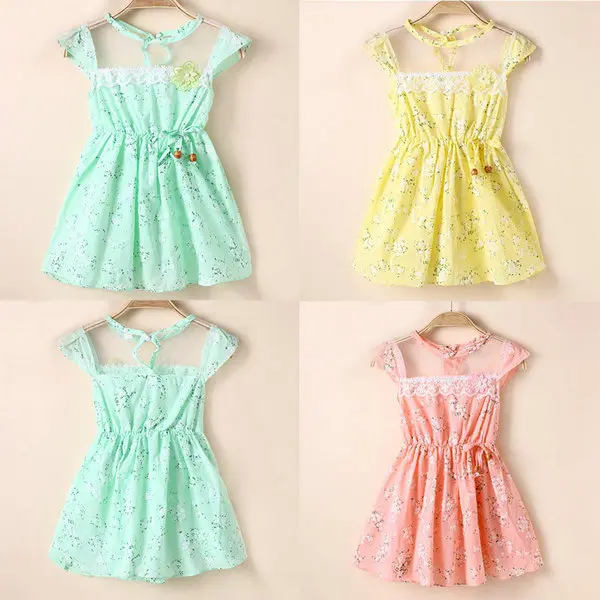 95% Cotton Summer Baby One-Piece Kid Girl Lace Floral Tunic Princess Party Dress Size S-XL | Детская одежда и обувь