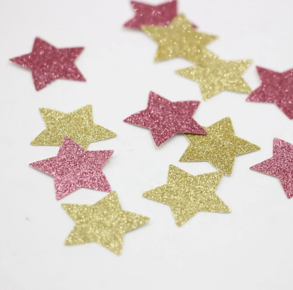 100 шт. 1 дюймов (2.5 см) Золотой Красный Блеск Звезды конфетти Бумага умереть порезы