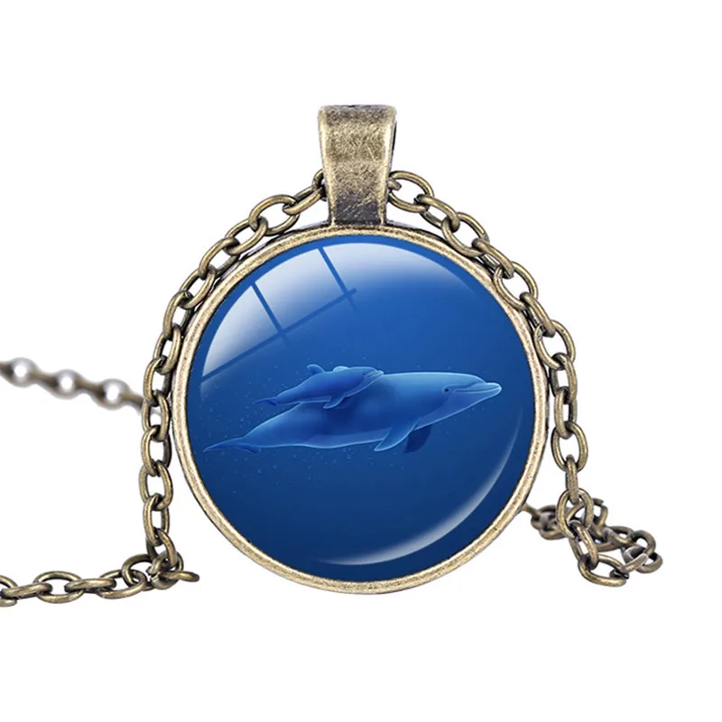 Ожерелье с акулой стекло кабошон подвеска в форме акулы ожерелье стеклянный